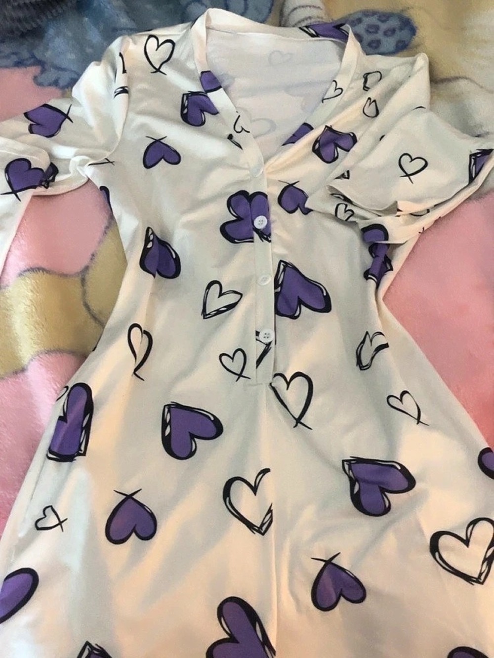 woman’s Heart Print Casual Dress for sleeping or night wear